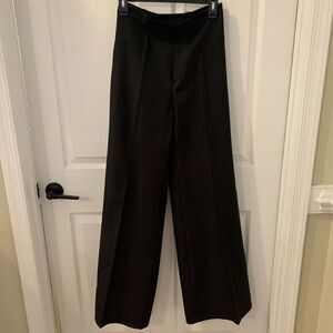 Vintage Chequers Fortrel Polyester Pants Womens 11/12 Black 1970s Wide Leg 28x34